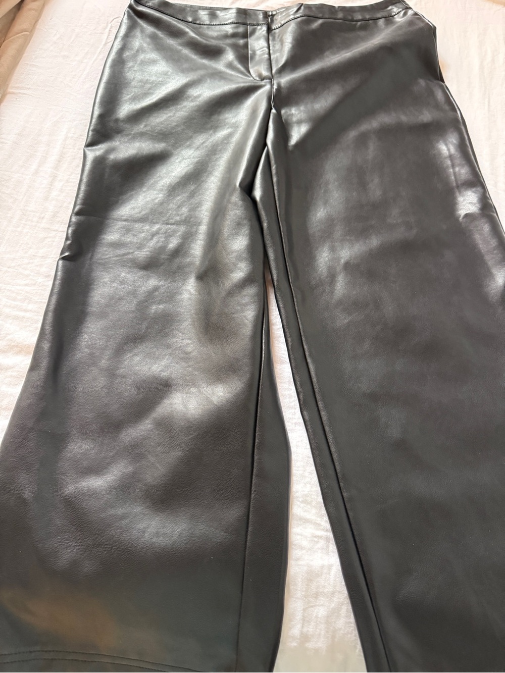 Bagatelle Collection Faux Leather cropped wide leg pant size L worn once